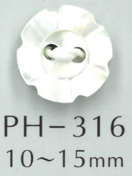 PH316 2 홀 꽃풍 쉘버튼[단추] Sakamoto Saiji Shoten