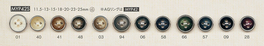 MYP42S 버팔로 실버 4 구멍 폴리 에스테르 단추 다이야 버튼(DAIYA BUTTON)