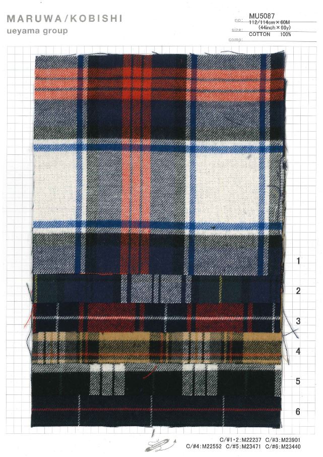 MU5087 기모 타탄 체크무늬[원단] Ueyama Textile