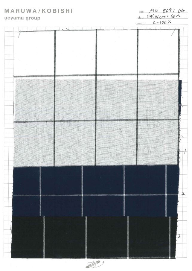 MU5091 타이프라이터 체크무늬[원단] Ueyama Textile