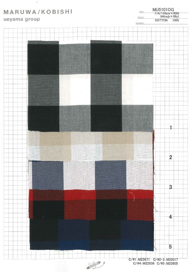 MU5101OG 타이프라이터 블록 체크무늬[원단] Ueyama Textile