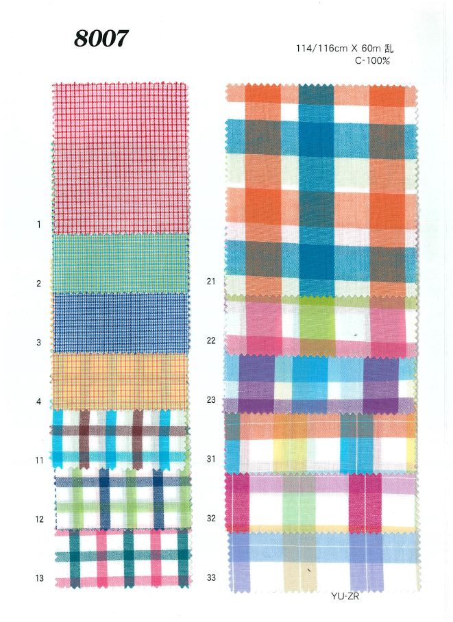 8007 체크무늬 와셔[원단] Ueyama Textile