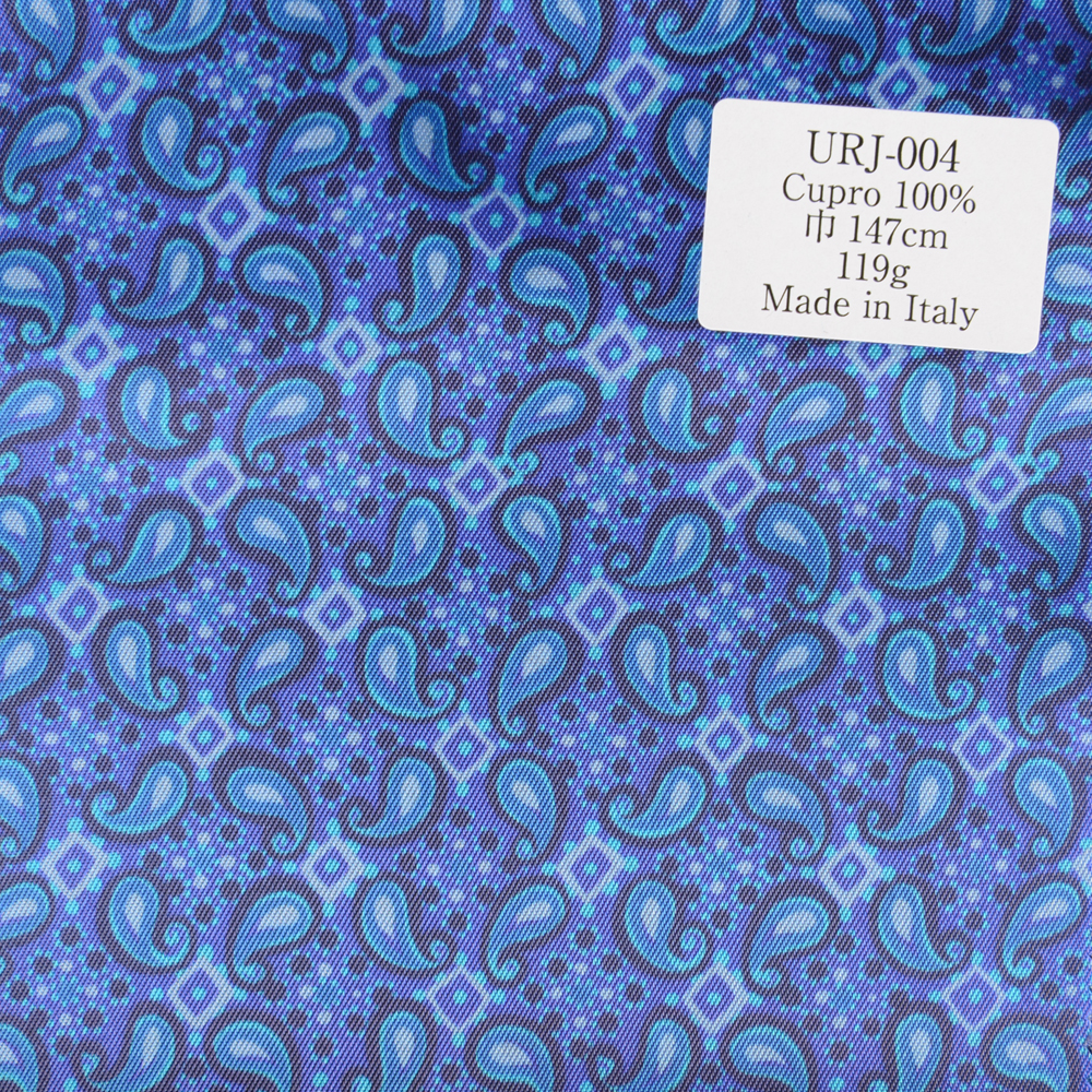 URJ-004 이탈리아제 큐플러 100% 프린트 안감 페이즐리 무늬 라이트 블루 TCS