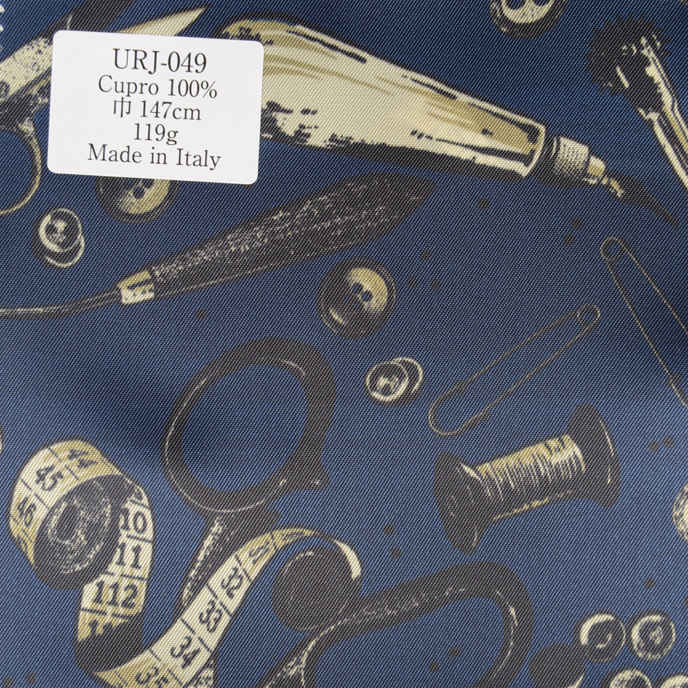 URJ-049 이탈리아제 큐플러 100% 프린트 안감 테일러 링 도구와 단추 무늬 블루 TCS