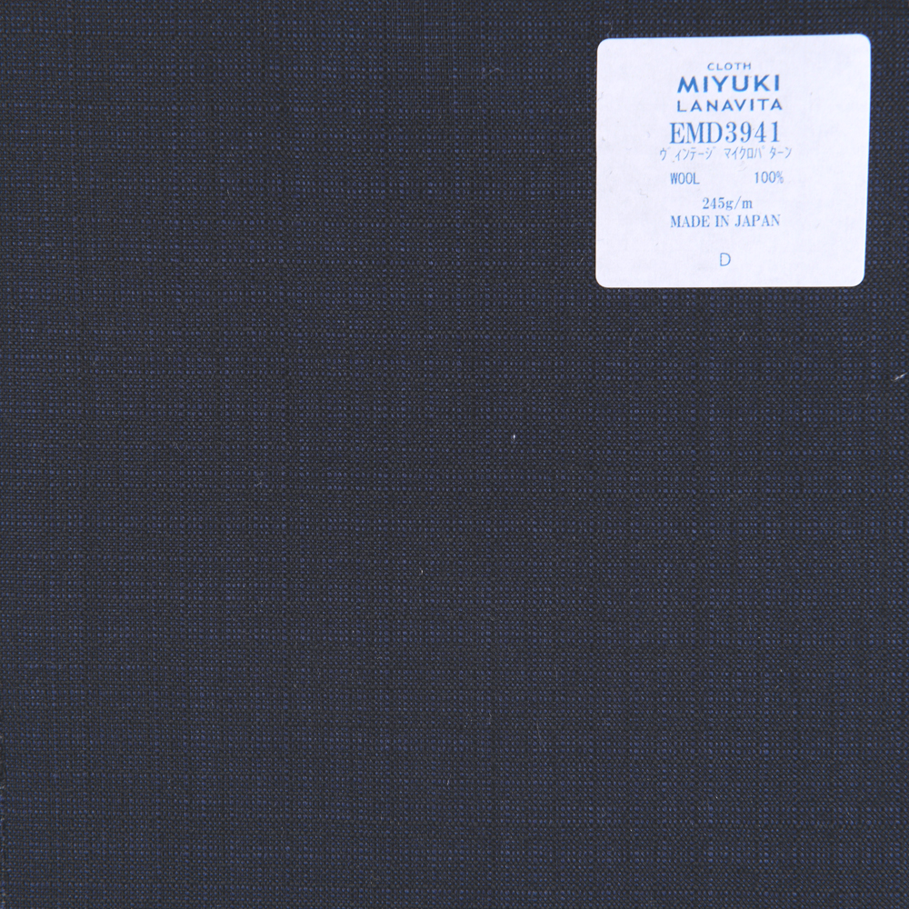 EMD3941 파인 울 컬렉션 빈티지 마이크로 패턴 네이비 블루[원단] 미유키 케오리(MIYUKI)