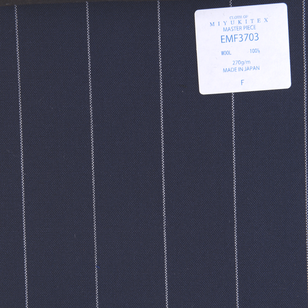 EMF3703 마스터 피스 컬렉션 사빌 로우 털실 카운트 시리즈 広巾 스트라이프 네이비 블루[원단] 미유키 케오리(MIYUKI)