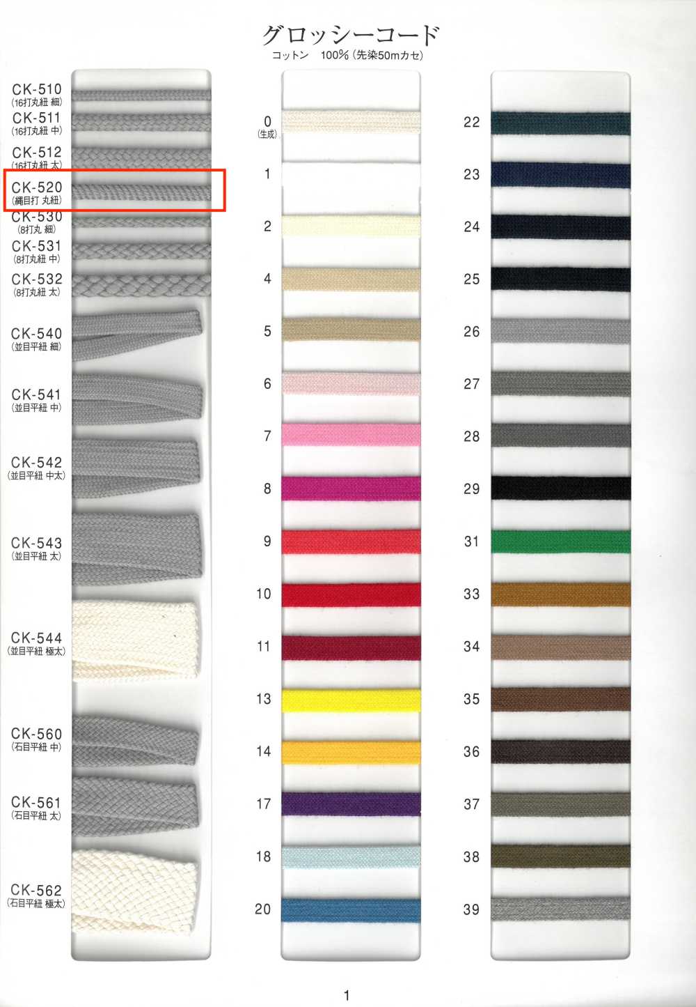 CK-520 광택 코드 라운드 코드 메시[리본 / 테이프 / 코드]