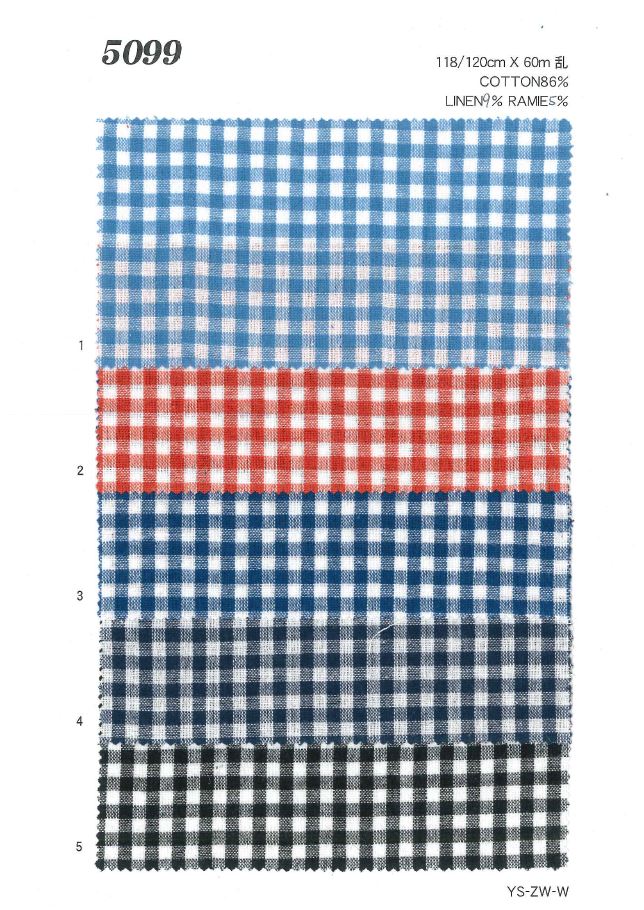 MU5099 린넨 깅엄 체크무늬[원단] Ueyama Textile