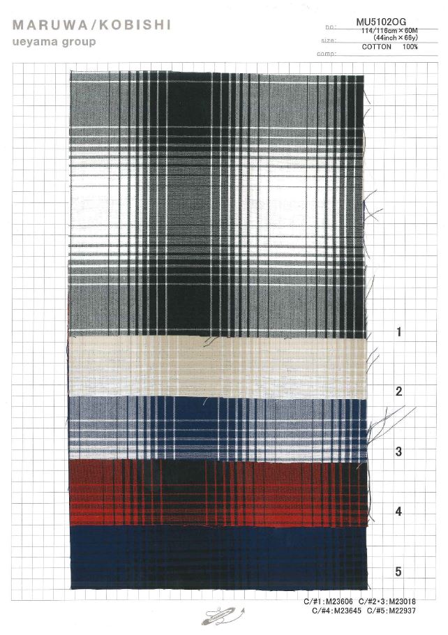 MU5102OG 타이프라이터 온부레 체크무늬[원단] Ueyama Textile