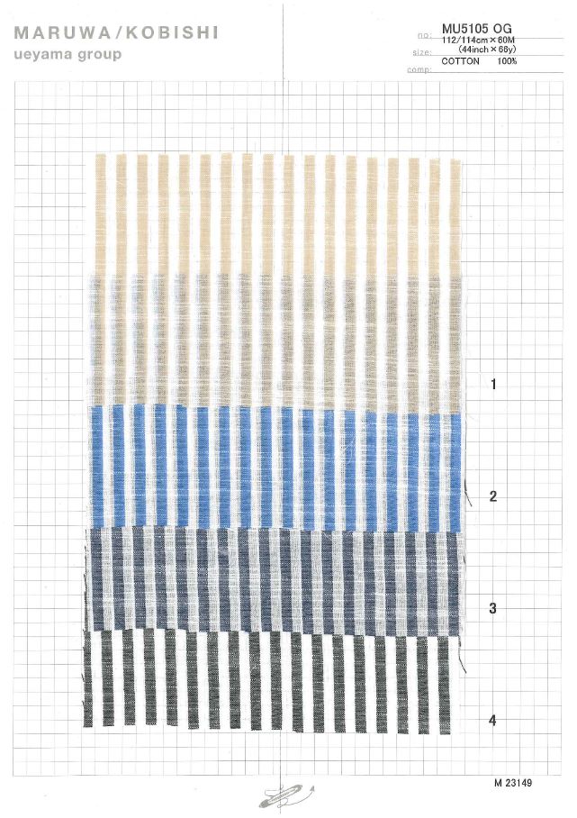 MU5105OG 슬래브 실 줄무늬[원단] Ueyama Textile