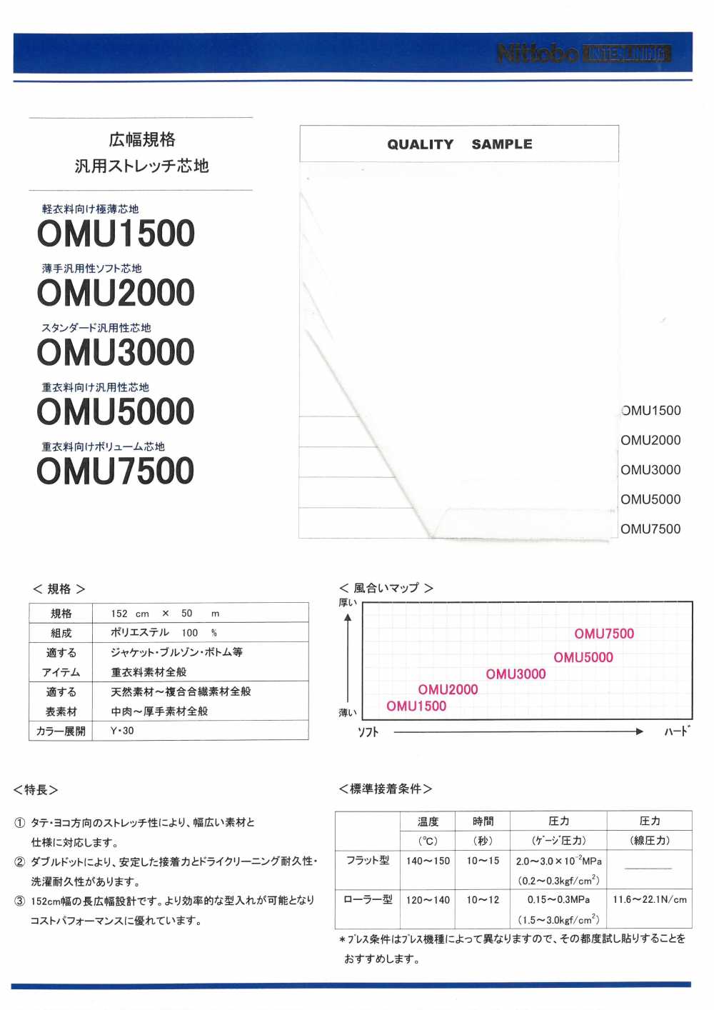 OMU2000 얇은 범용성 소프트 심지 닛토보 (닛토보인터라이닝)