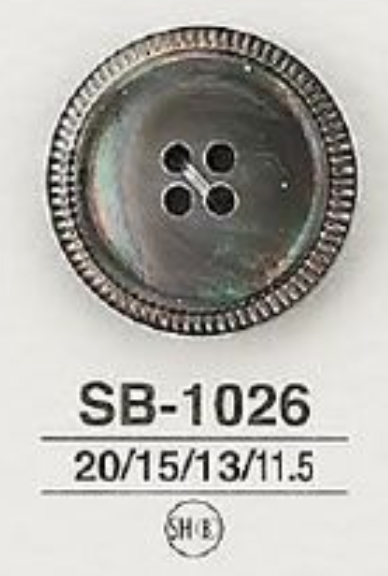 SB-1026 마더오브펄 (자개) 조개제 겉구멍 4개 홀・광택 단추 IRIS