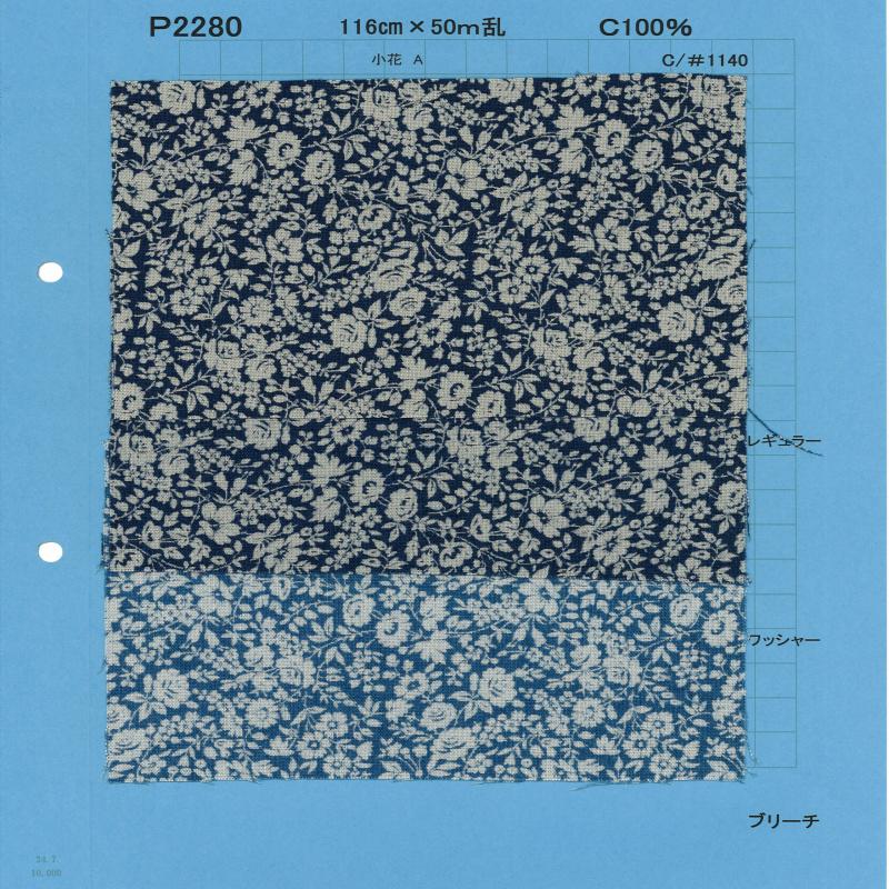 P2280-floretA 샴브레이 발염 프린트 작은 꽃 A[원단] YOSHIWA FABRIC