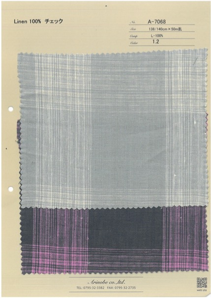 A-7068 Linen 100% 체크무늬[원단] ARINOBE CO., LTD.