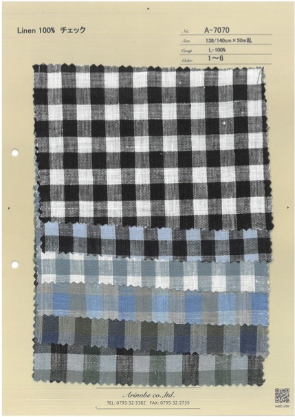 A-7070 Linen 100% 체크무늬[원단] ARINOBE CO., LTD.