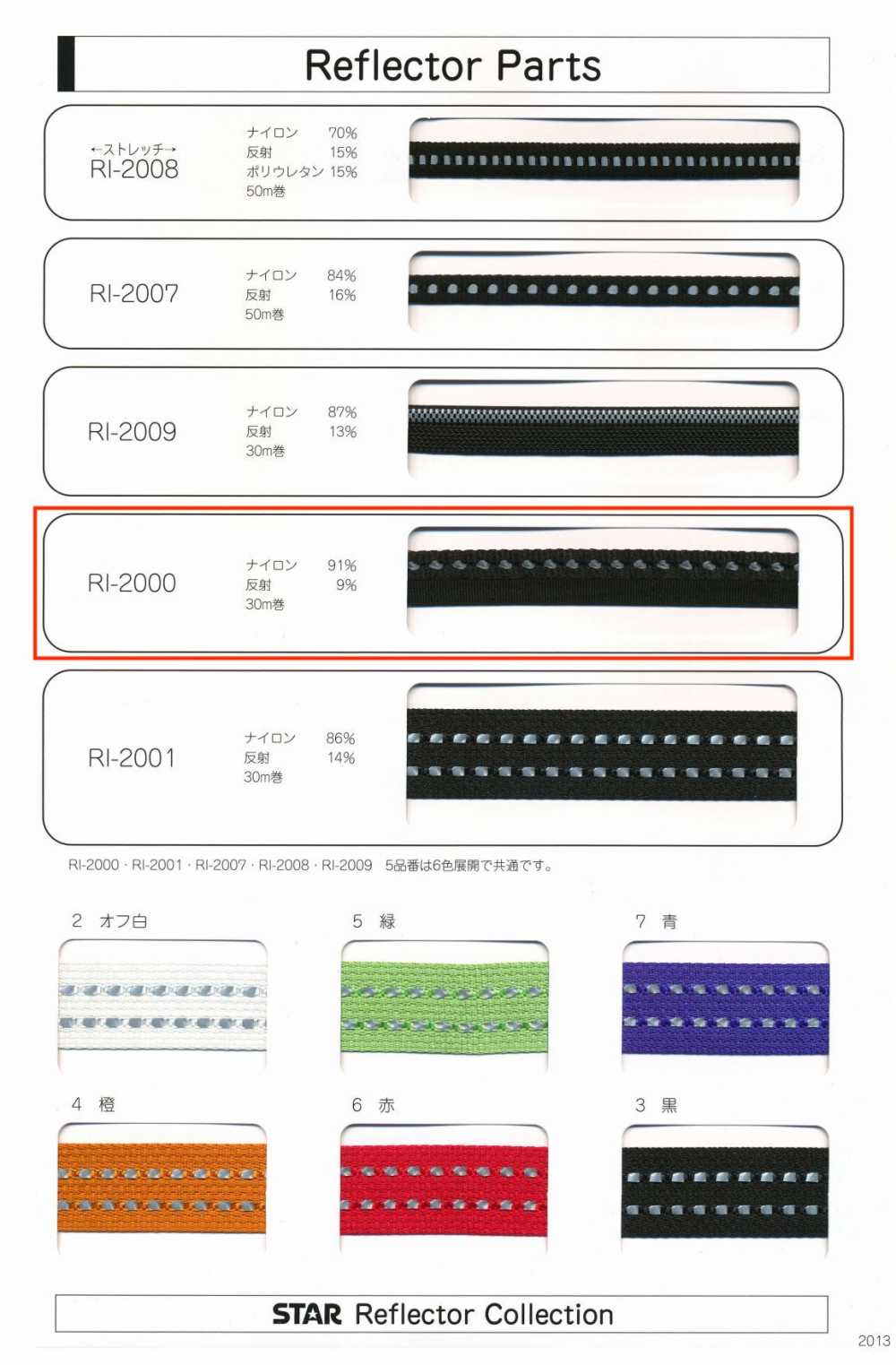 RI-2000 RI-2000 반사판 부품(약 12mm 폭)[리본 / 테이프 / 코드] 스타 브랜드(호시카)