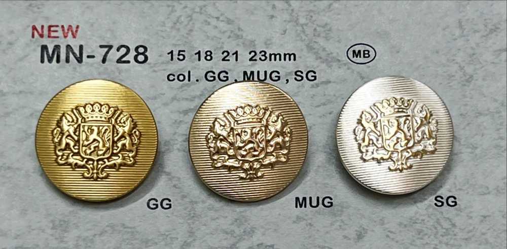 MN-728 엠블럼 메탈 버튼 뒷부분 테두리 없음[단추] DAIYA BUTTON
