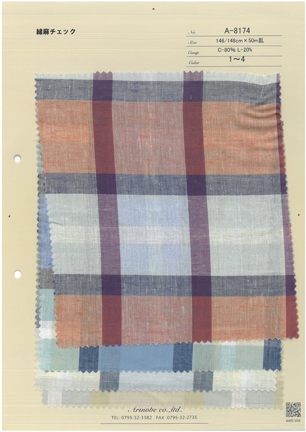 A-8174 리넨 체크[원단] ARINOBE CO., LTD.