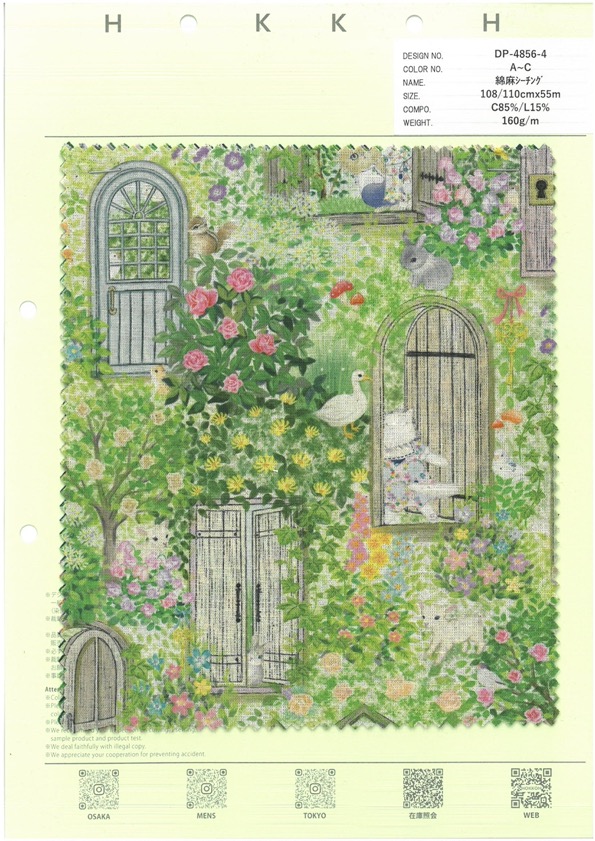 DP-4856-4 시크릿 가든 리넨 룸스테이트 시트[원단] 홋코(HOKKOH)