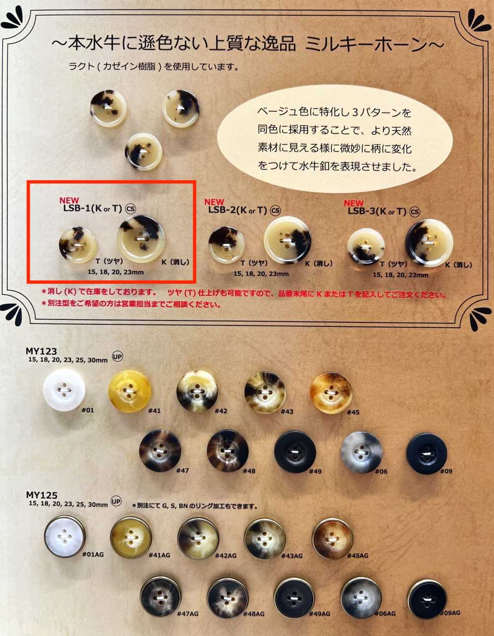 LSB1 밀키혼 4홀 레진 버튼[단추] DAIYA BUTTON