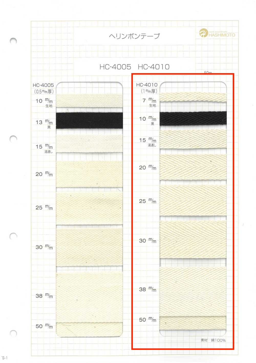 HC-4010 1mm 두께 코튼 헤링본 테이프[리본 / 테이프 / 코드] 이름 없음