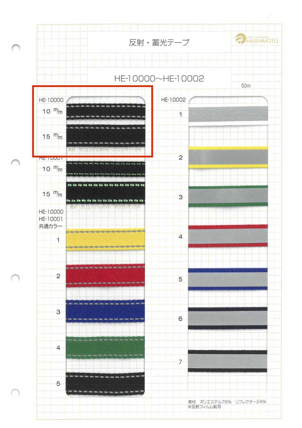 HE-10000 롤 루미너스 테이프[리본 / 테이프 / 코드] 이름 없음