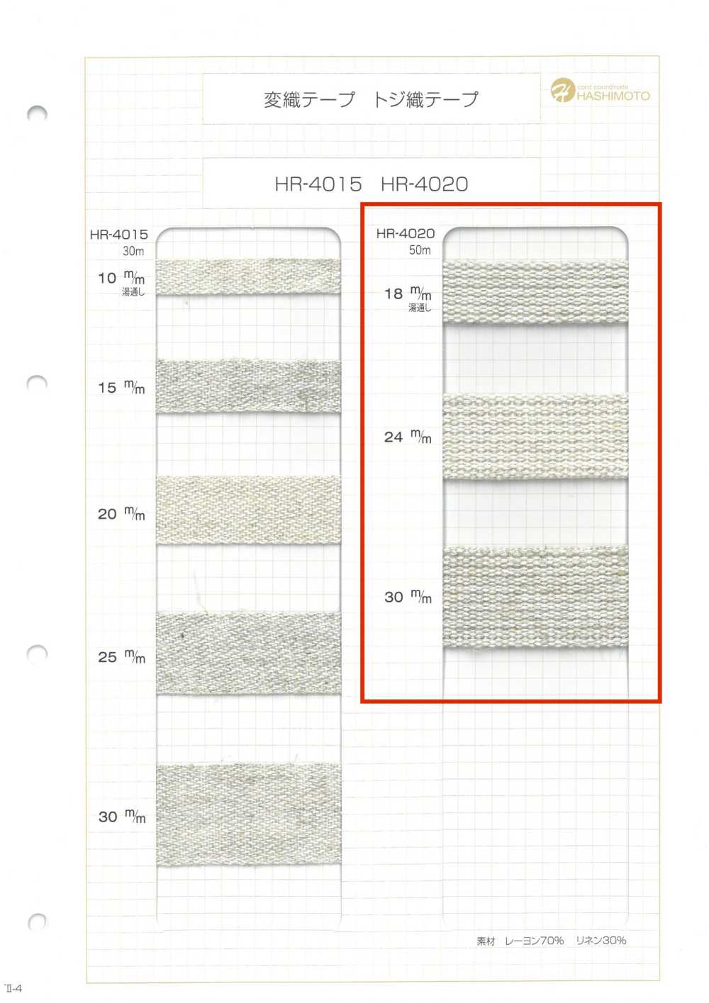 HR-4020 리넨 블렌드 직조 테이프[리본 / 테이프 / 코드] 이름 없음