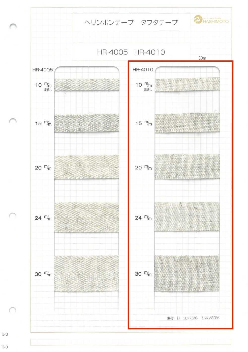 HR-4010 리넨 블렌드 태피터 테이프[리본 / 테이프 / 코드] 이름 없음