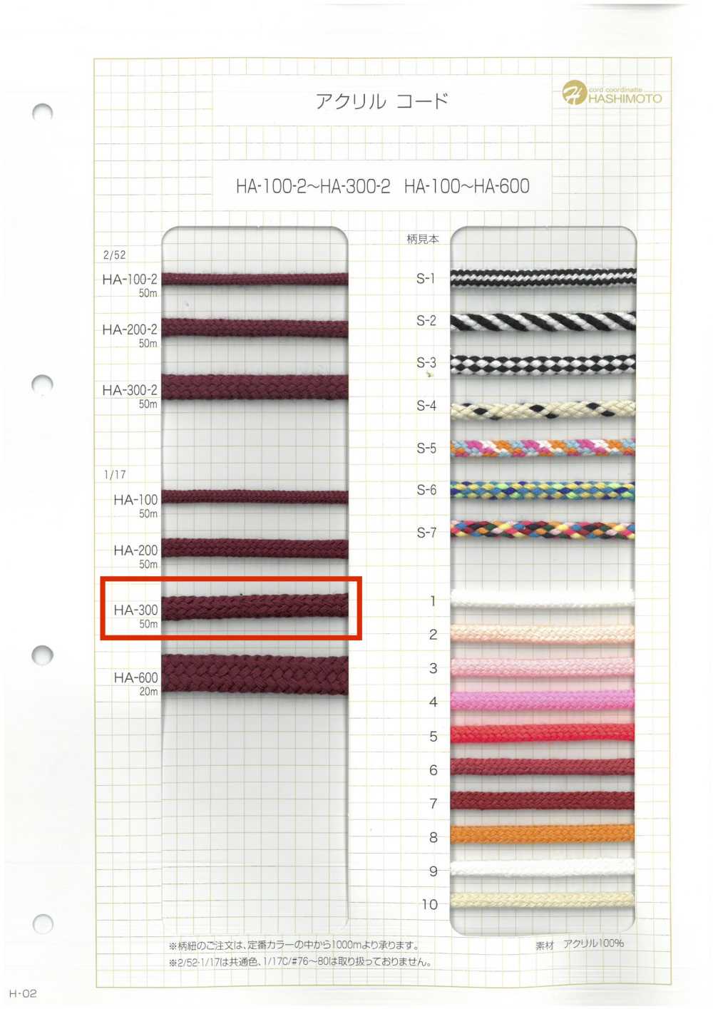 HA-300 1/17 300 스핀들 코드[리본 / 테이프 / 코드] 이름 없음
