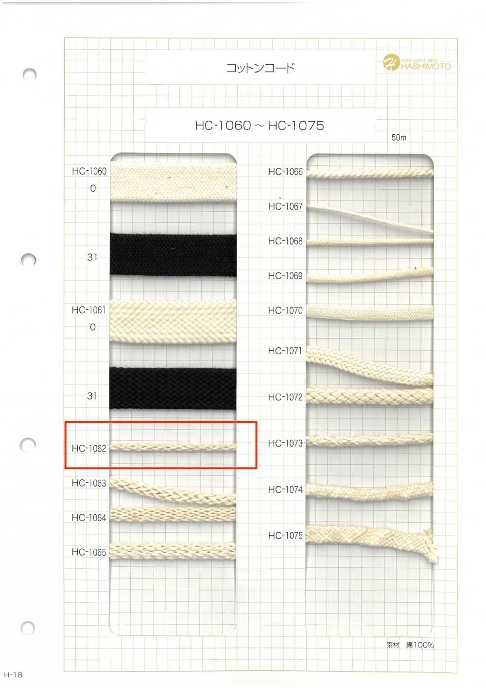HC-1062 레이시 코튼 코드[리본 / 테이프 / 코드] 이름 없음