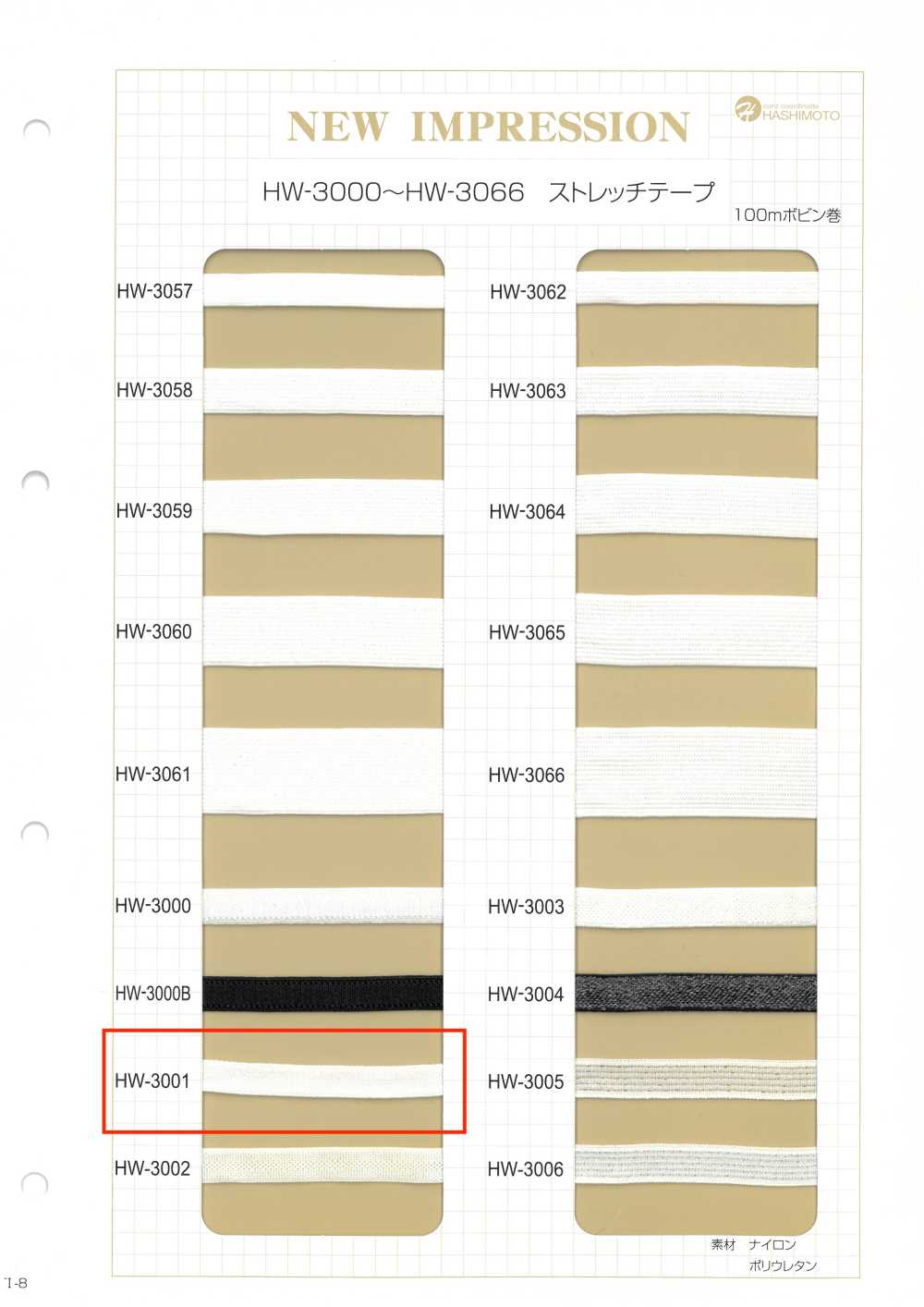 HW-3001 스트레치 테이프, 광택 어깨 고무 밴드[리본 / 테이프 / 코드] 이름 없음