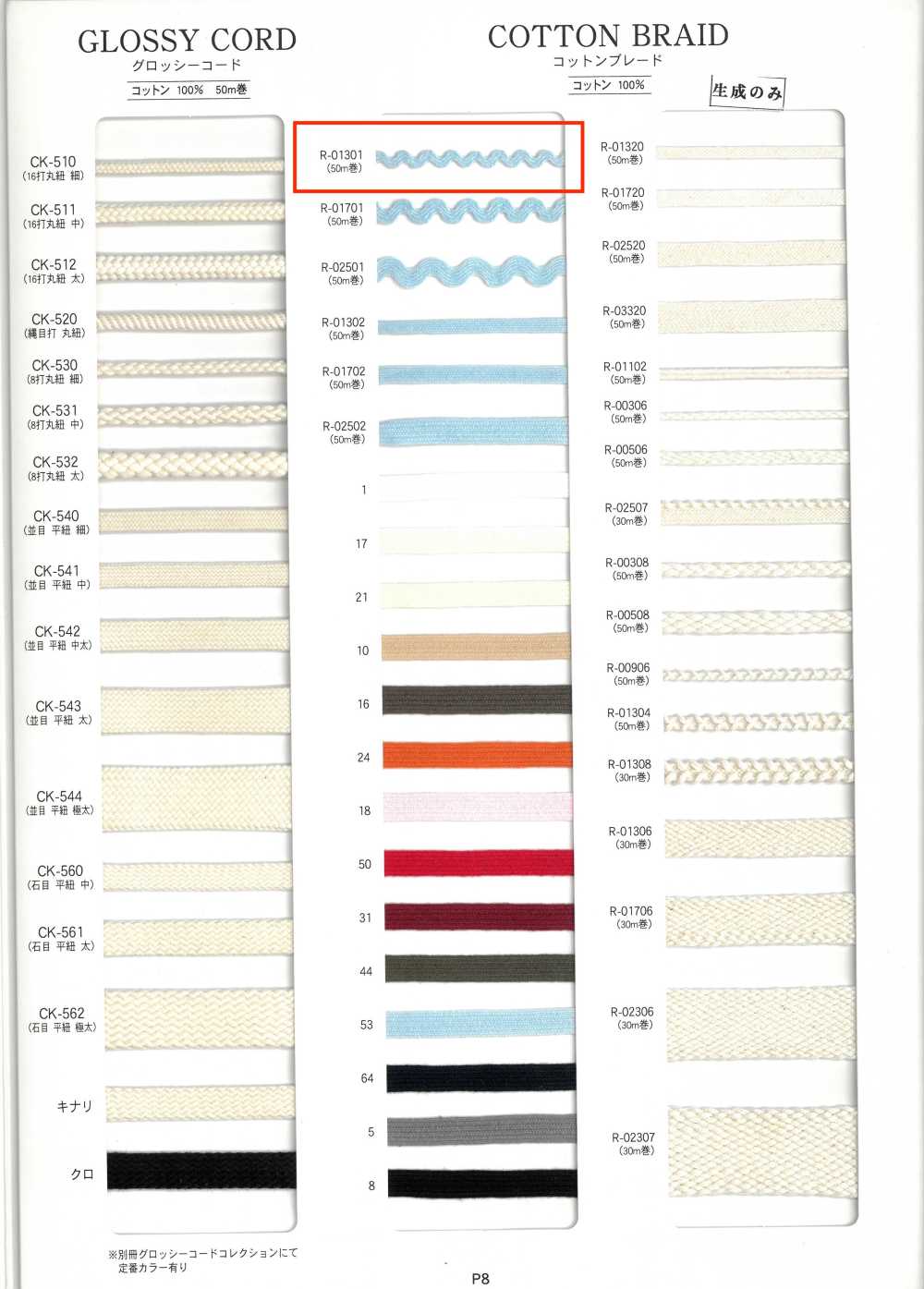 R-01301 코튼 브레이드[리본 / 테이프 / 코드] RIVER