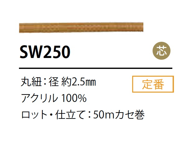 SW-250 코어가 있는 실리콘 코팅 코드 2.5mm[리본 / 테이프 / 코드] Cordon