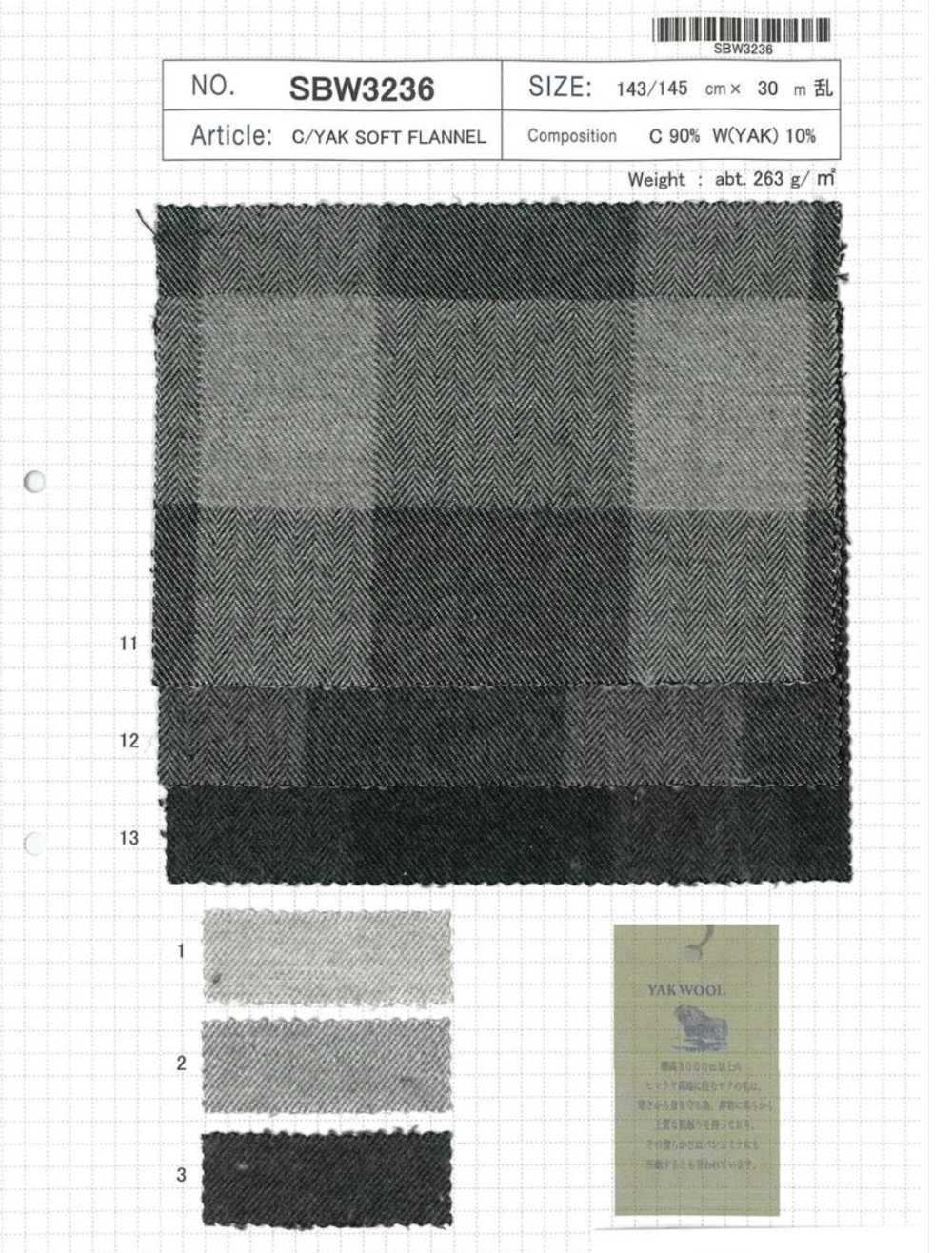 SBW3236 C/YAK 소프트 플란넬[원단] SHIBAYA