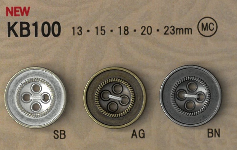 KB100 테두리가 있는 빈티지 스타일 금속 단추. DAIYA BUTTON