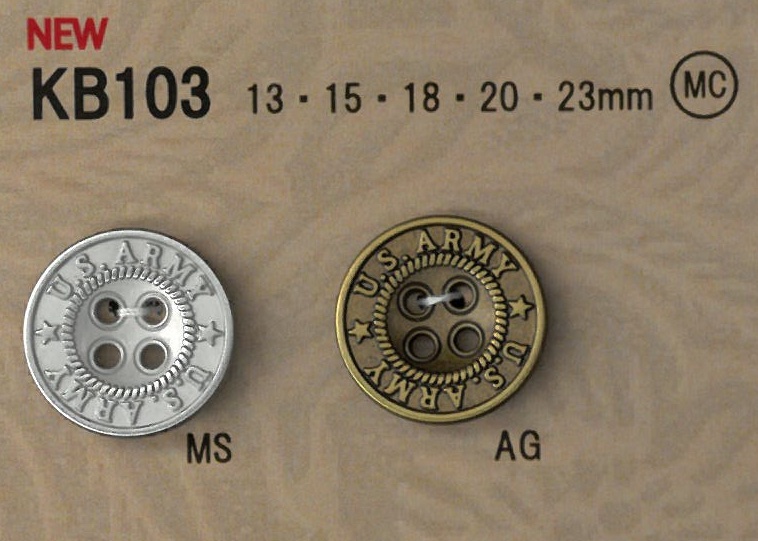 KB103 테두리가 있는 빈티지 스타일 금속 단추. DAIYA BUTTON