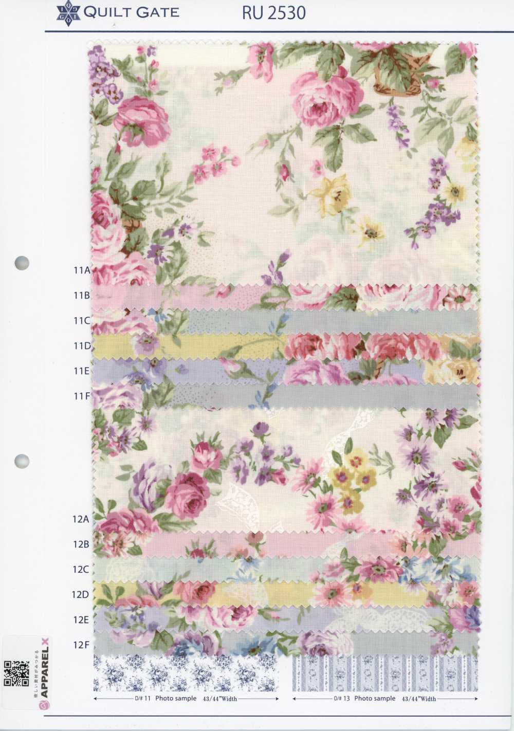RU2530 RURU BOUQUET Rose Wreath 프린트 광목 (롤)[원단] COSMO TEXTILE