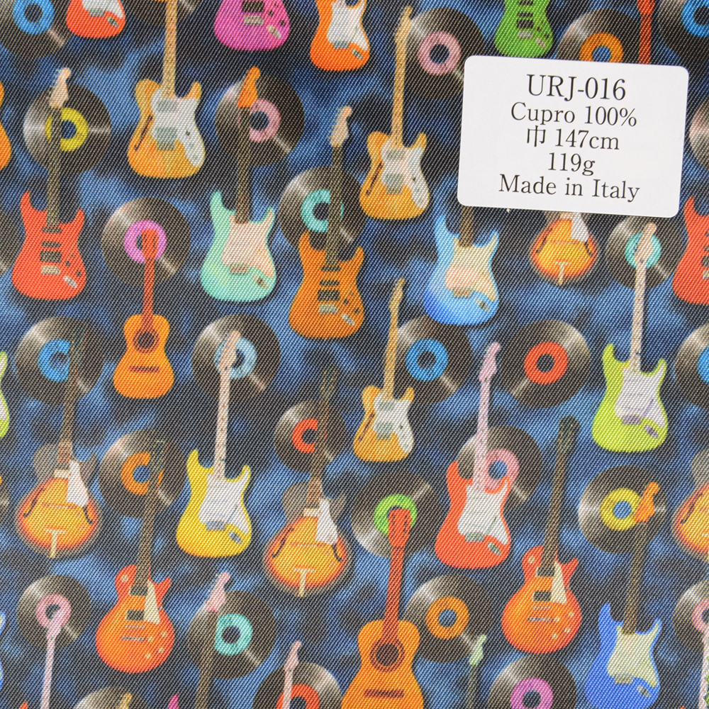 URJ-016 이탈리아제 큐플러 100% 프린트 안감 기타&레코드 무늬 TCS