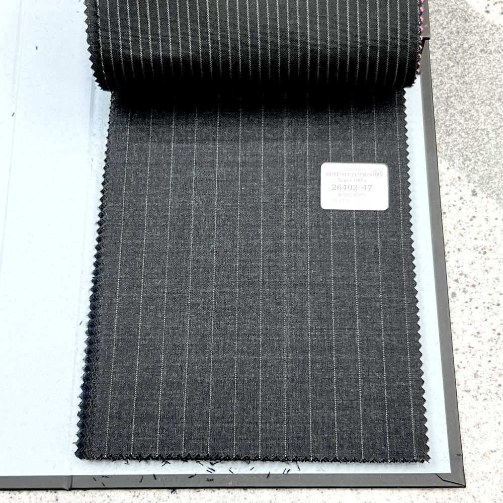 26402-47 25SS BEST SELECTION 【traditional fabric】트래디셔널 패브릭 초크 스트라이프 그레이[원단] 쿠니시마 주식회사