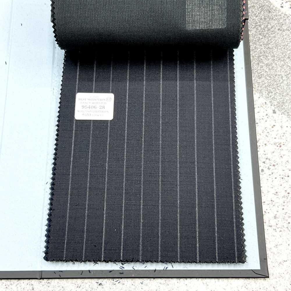 95406-28 25SS BEST SELECTION 【FANCY WORSTED】팬시 우스테드 짙은 감초크 스트라이프[원단] 쿠니시마 주식회사