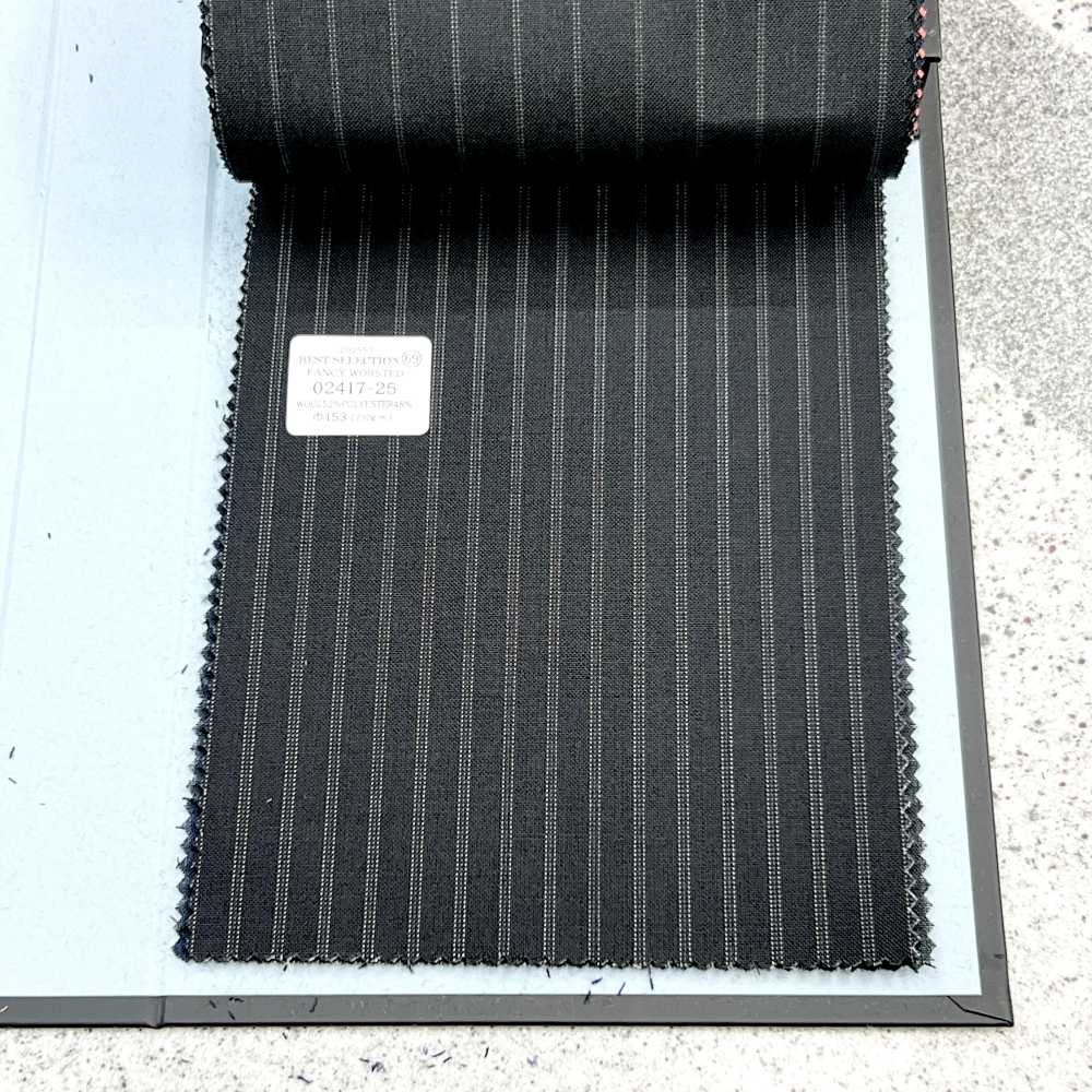 02417-25 25SS BEST SELECTION 【FANCY WORSTED】팬시 우스테드 트리플 스트라이프 짙은 감색[원단] 쿠니시마 주식회사