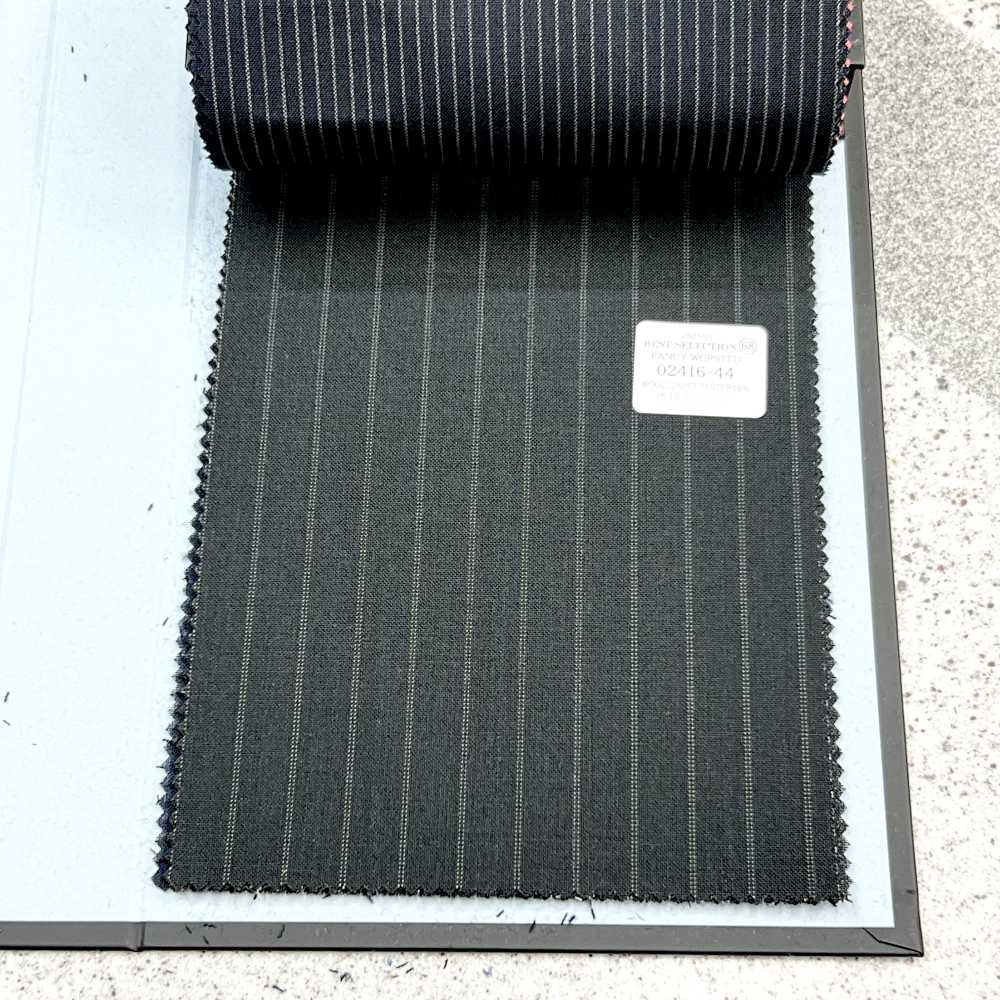 02416-44 25SS BEST SELECTION 【FANCY WORSTED】팬시 우스테드 다크 그레이 더블 스트라이프[원단] 쿠니시마 주식회사