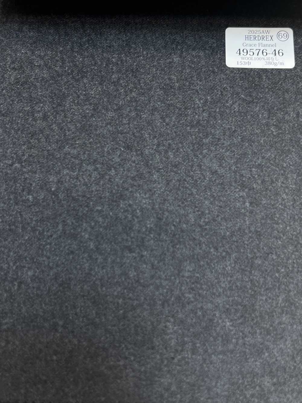 49576-46 25AW HERDREX 【Grace 플란넬 】 그레이스 플란넬 차콜그레이 무지[원단] 쿠니시마 주식회사