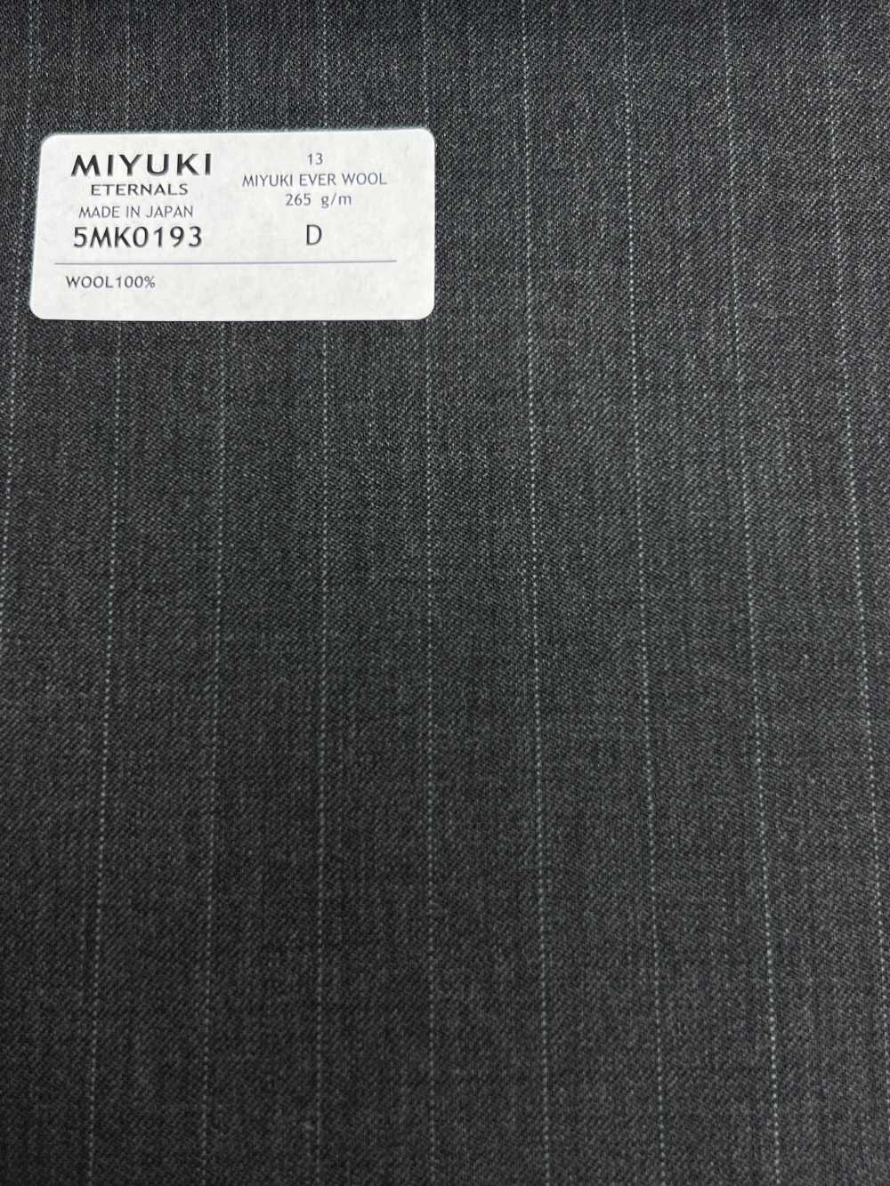 5MK0193 MIYUKI EVER WOOL(미유키・에버 울) 스트라이프 그레이[원단] 미유키 케오리(MIYUKI)