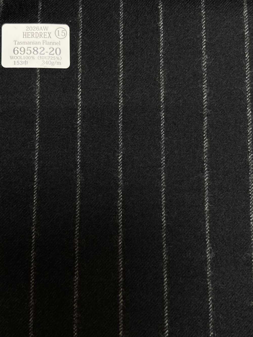 69582-20 26AW HERDREX 【Tasmanian Flannel】 실크 앤 울 네이비 스트라이프[원단] 쿠니시마 주식회사