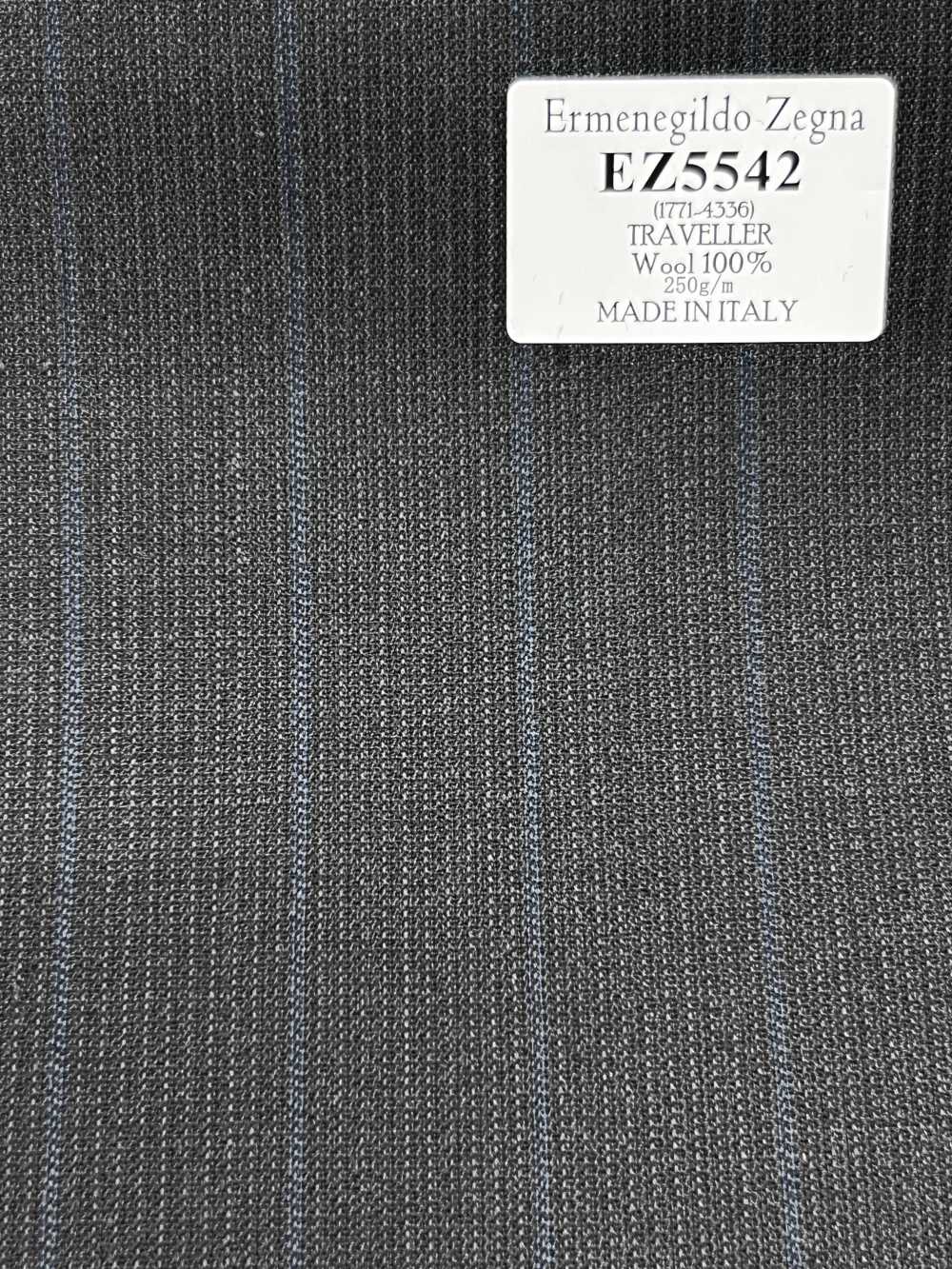 EZ5542 Ermenegildo Zegna TRAVELLER 그레이×삭스 스트라이프[원단] 호소이 쇼지 주식회사