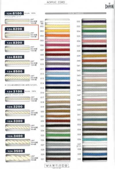 124-8200 아크릴 에도우치 코드 원형 끈