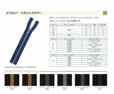 5VSMJOR 비슬론® 메탈릭 지퍼 5사이즈 매트 블랙 오픈