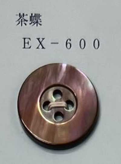 EX600 갈색 나비조개 앞면 4구멍 쉘버튼