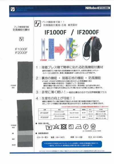 IF1000F 방풍 기능이 있는 안감·심지 겸용 자재
